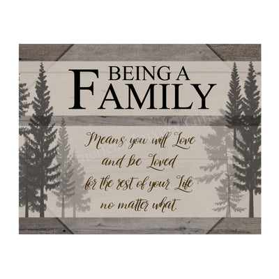 Being A Famly Means You Will Love & Be Loved Inspirational Family Wall Art -14 x 11" Modern Typographic Poster Print -Ready to Frame. Home-Entryway Decor. Perfect for Guest-Cabin-Lake House Decor!