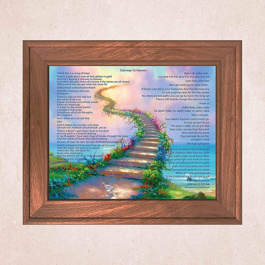 Led Zeppelin Song Lyrics Wall Art- “Stairway To Heaven”- 10 x 8"