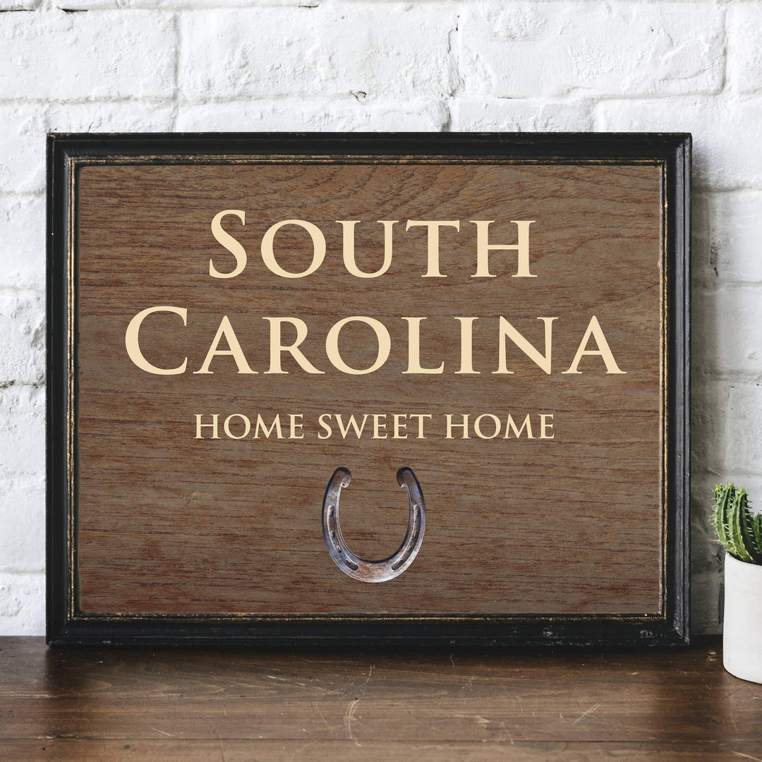 South Carolina-Home Sweet Home Inspirational Family Wall Art-10x8" Country Rustic State Print-Ready to Frame. Home-Office-Welcome-Farmhouse Decor. Great Housewarming Gift! Printed on Photo Paper.
