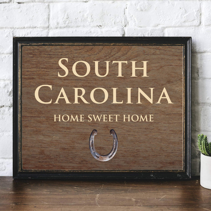 South Carolina-Home Sweet Home Inspirational Family Wall Art-10x8" Country Rustic State Print-Ready to Frame. Home-Office-Welcome-Farmhouse Decor. Great Housewarming Gift! Printed on Photo Paper.
