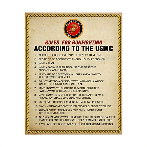 "Rules for Gunfighting According to the USMC"-U.S. Marine Corps Wall Art- 8 x 10"