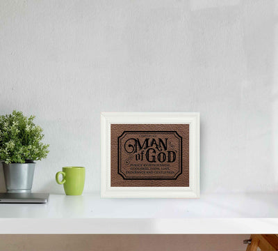 Man of God-Pursue Godliness-Faith-Gentleness- 1 Timothy 6:11 Bible Verse Wall Art-10 x 8"-Motivational Scripture Wall Print-Ready to Frame. Ideal Home-Office-Church-Man Cave D?cor. Perfect for Dad!