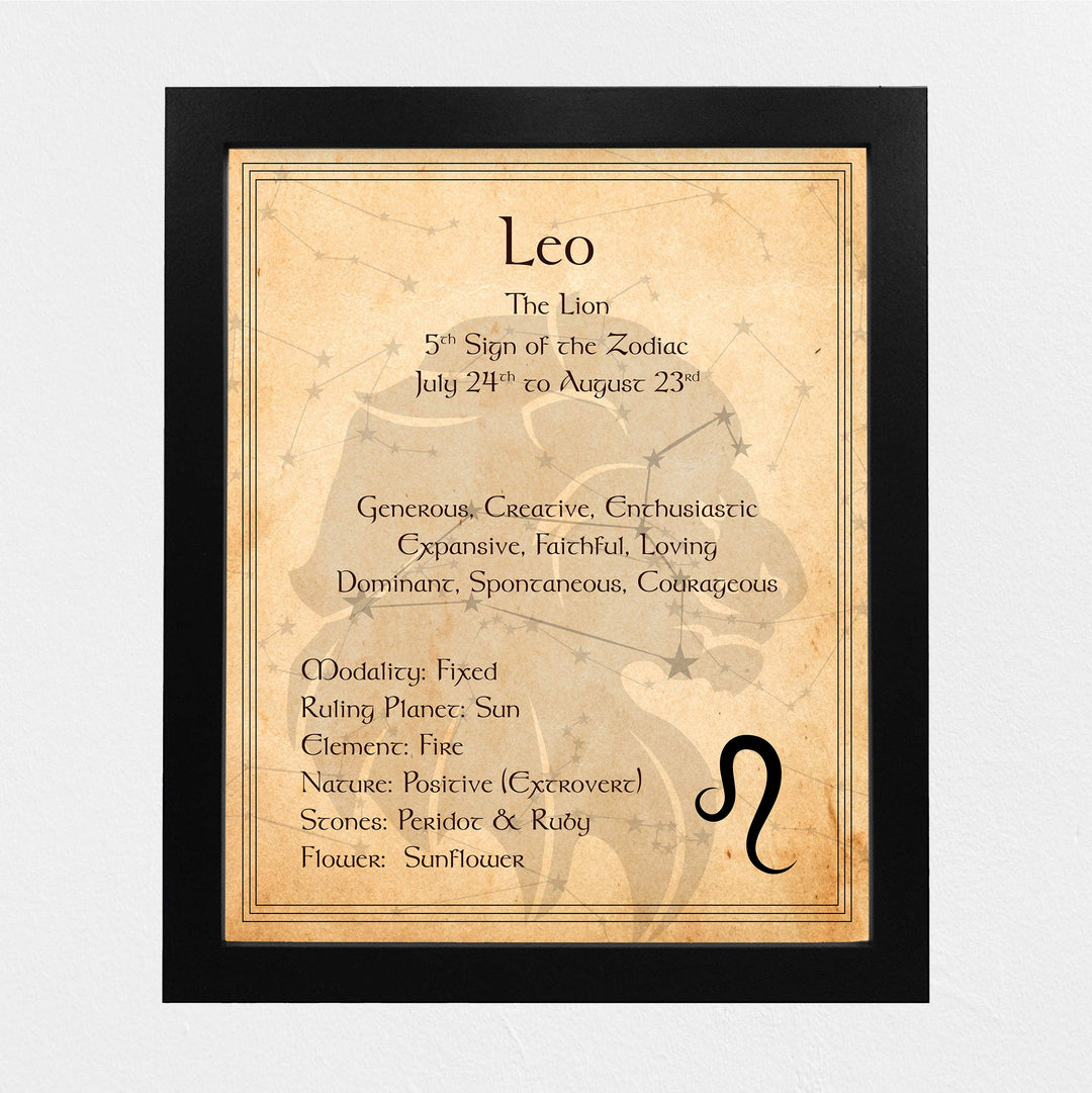 Leo-The Lion- Zodiac Sign Wall Art. 8 x 10" Print Wall Print-Ready to Frame. Constellation Design-Astrology Decor for Home-Office-Bedroom. Horoscope&