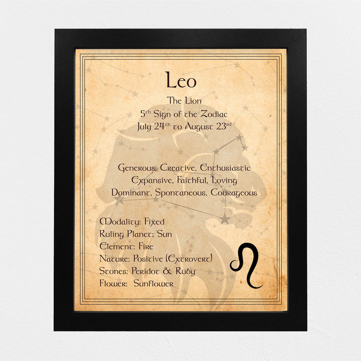 Leo-The Lion- Zodiac Sign Wall Art. 8 x 10" Print Wall Print-Ready to Frame. Constellation Design-Astrology Decor for Home-Office-Bedroom. Horoscope&