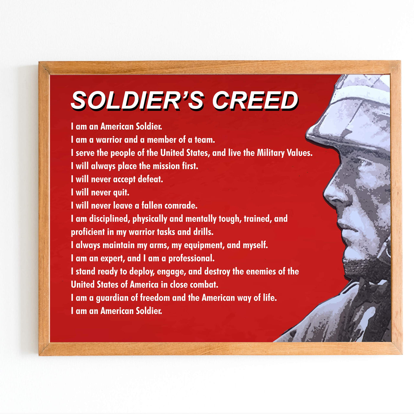 Soldier's Creed Patriotic Wall Decor-14x11" American Soldier USA Print-Ready to Frame. Patriotic Home-Office-Cave-Military Decor. Perfect Sign for Patriotism! Great Gift for Active Duty & Veterans!