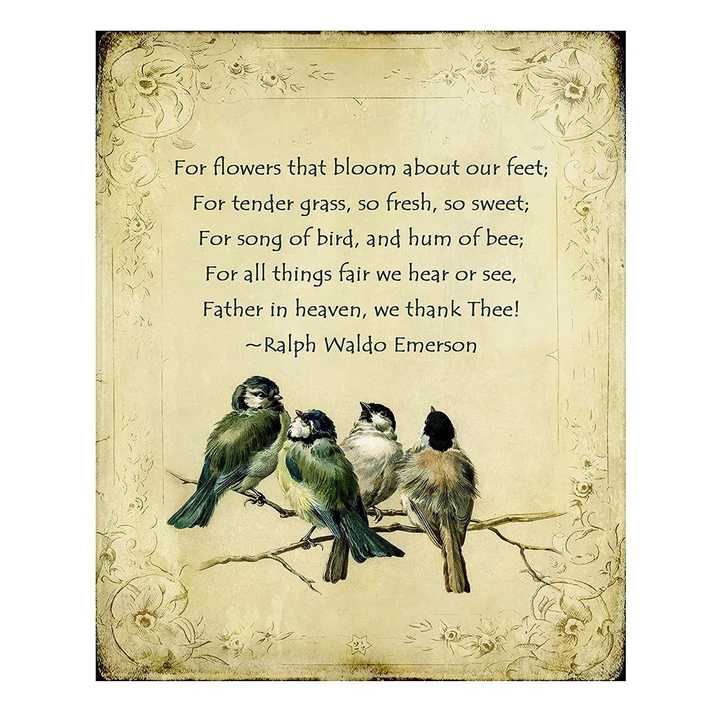 Ralph Waldo Emerson Poem-"We Thank Thee"- 8 x 10"