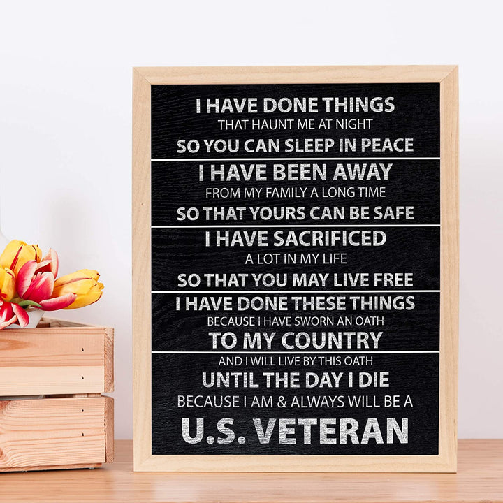 "I Am &amp; Always Will Be A US Veteran" Patriotic Military Wall Art -11 x 14"