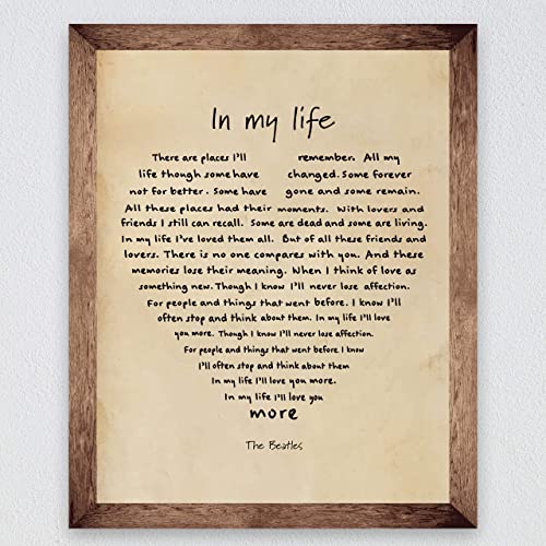 The Beatles" In My Life" Song Lyrics Wall Art- 8 x 10"