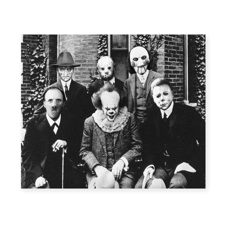 Halloween Groupie-Spooky Horror Movie Villians Wall Art Decor -10 x 8" Rustic Scary Movies Picture Print -Ready to Frame. Perfect for Home-Office-Studio-Dorm Decorations! Great Gift for Fans!