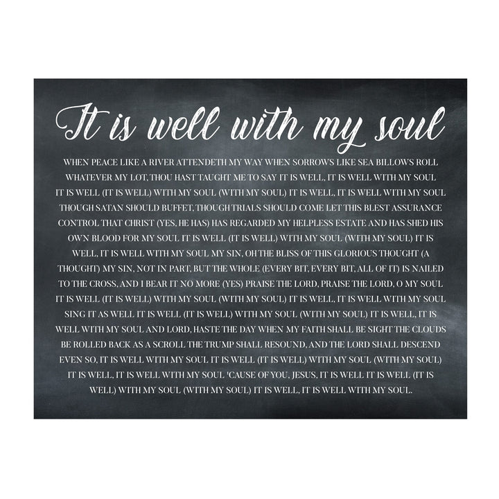 It Is Well With My Soul Christian Hymn Music Wall Art -14 x11" Inspirational Scripture Song Lyrics Word Art Print -Ready to Frame. Classic Hymnal Decoration for Home-Office-Religious Decor &amp; Gifts!