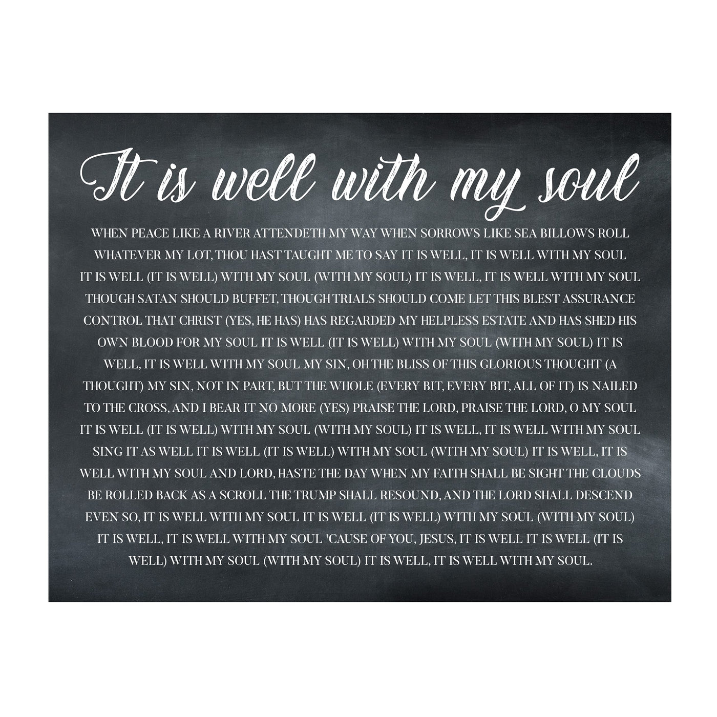 It Is Well With My Soul Christian Hymn Music Wall Art -14 x11" Inspirational Scripture Song Lyrics Word Art Print -Ready to Frame. Classic Hymnal Decoration for Home-Office-Religious Decor & Gifts!