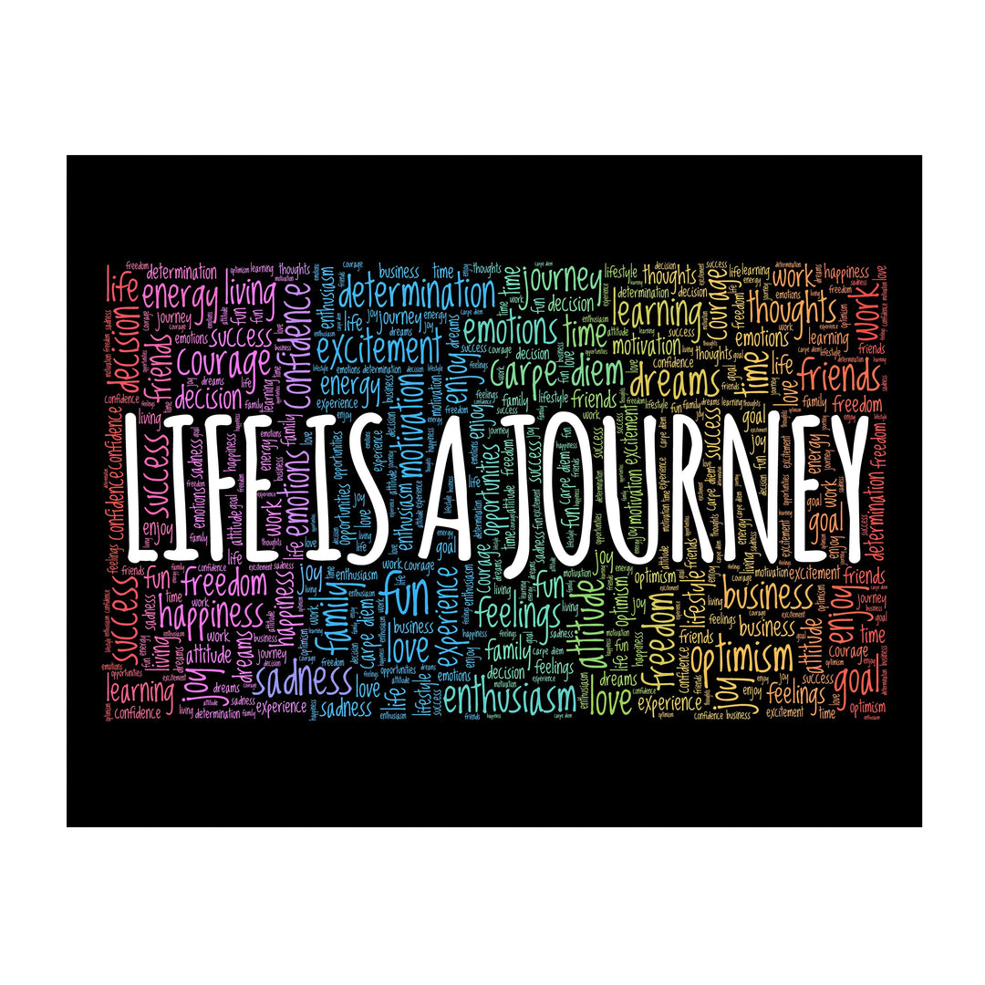 "Life Is A Journey" Inspirational Quotes Wall Decor -14 x 11" Motivational Word Art Print -Ready to Frame. Home-Office-Classroom-Work Decor. Encouraging Words for Motivation &amp; Inspiration!