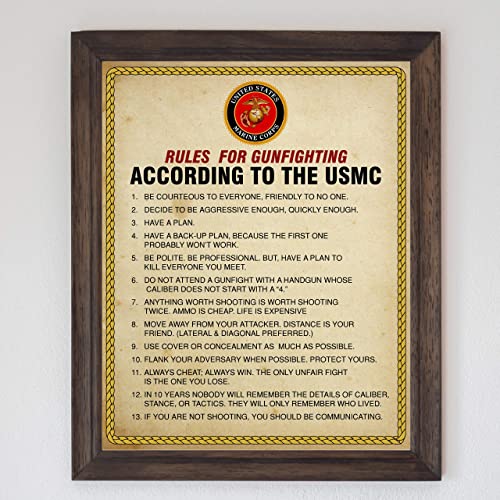 "Rules for Gunfighting According to the USMC"-U.S. Marine Corps Wall Art- 8 x 10"