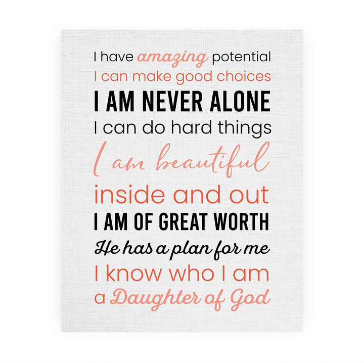 Amazing Daughter of God Inspirational Christian Wall Art -8 x10" Spiritual Poster Print -Ready to Frame. Motivational Home-Girls Bedroom-Dorm Decor. Great Religious Gift! Perfect for Teens &amp; Women!