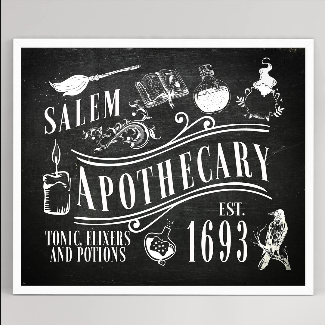 Salem Apothecary-Tonics, Elixirs, Potions-Spooky Halloween Wall Art Decor-10 x 8" Rustic Farmhouse Picture Print -Ready to Frame. Perfect for Home-Office-Party Decorations! Printed on Photo Paper.
