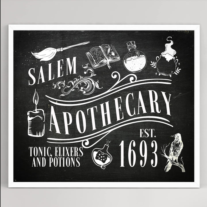 Salem Apothecary-Tonics, Elixirs, Potions-Spooky Halloween Wall Art Decor-10 x 8" Rustic Farmhouse Picture Print -Ready to Frame. Perfect for Home-Office-Party Decorations! Printed on Photo Paper.