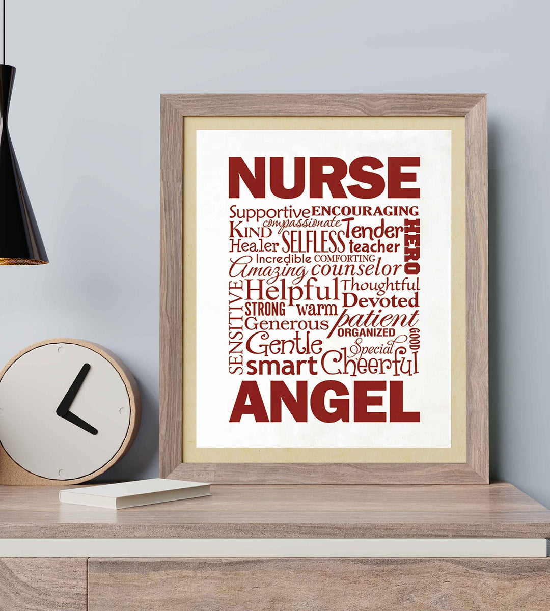 The Perfect Nurse- Word Art-Inspirational Wall Art- 8 x 10" Modern Typographic Print-Ready to Frame. Motivational Home-Office-School Decor. Great Gift of Appreciation for Nurses &amp; Nursing Students!