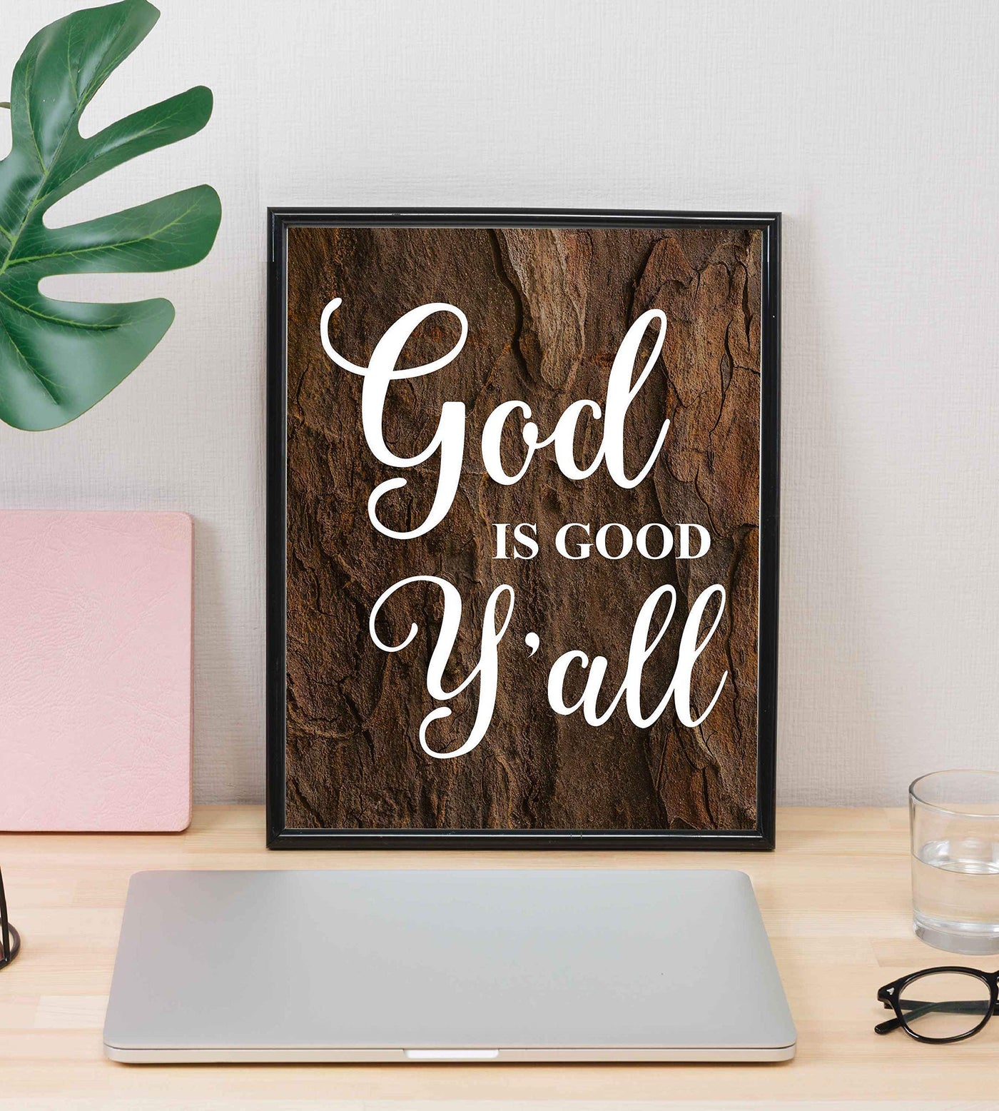 God Is Good Y'all Inspirational Quotes Wall Art -8 x 10" Rustic Christian Poster Print-Ready to Frame. Motivational Decor for Home-Office-Farmhouse-Church. Great Sign for Faith and Inspiration!