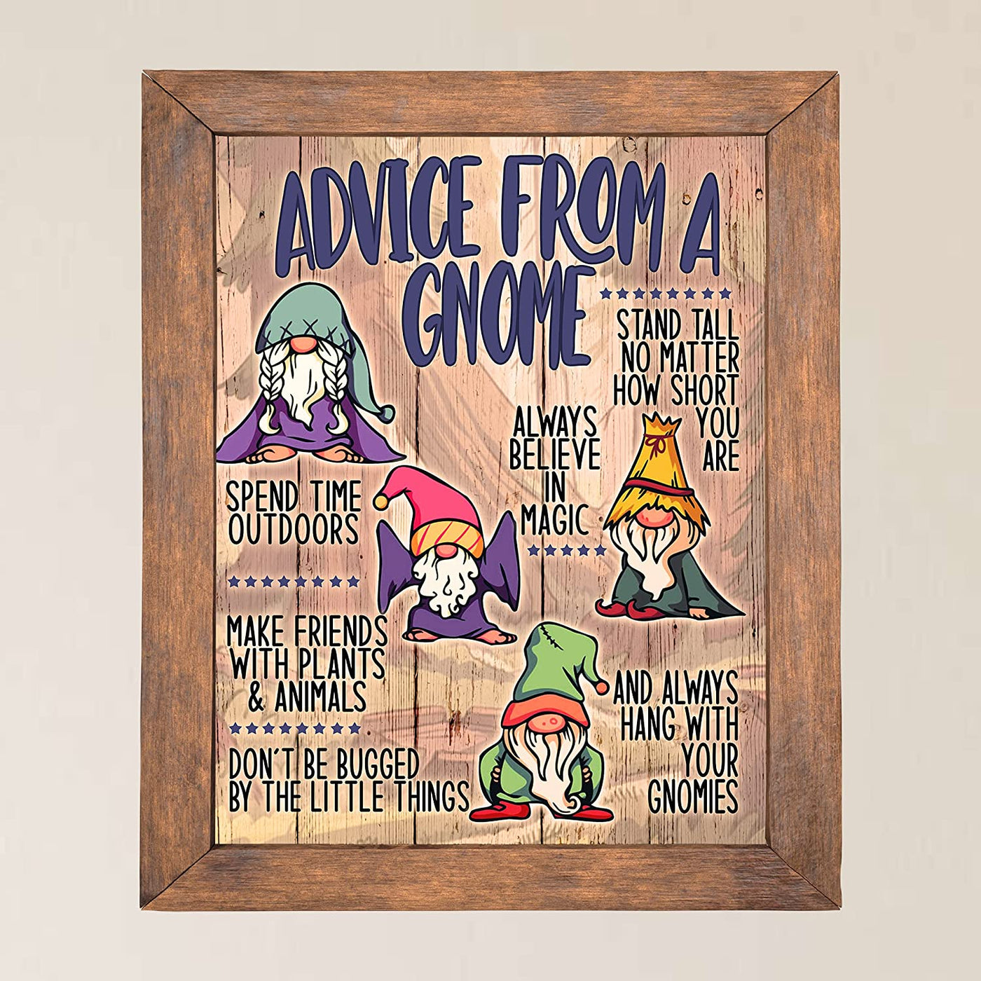 "Advice From A Gnome-Spend Time Outdoors" Funny Garden Sign Wall Art -11 x 14"