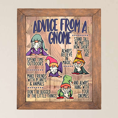 "Advice From A Gnome-Spend Time Outdoors" Funny Garden Sign Wall Art -11 x 14"