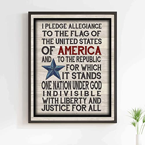 "I Pledge Allegiance to the Flag" -American Patriotic Wall Decor -11 x 14"