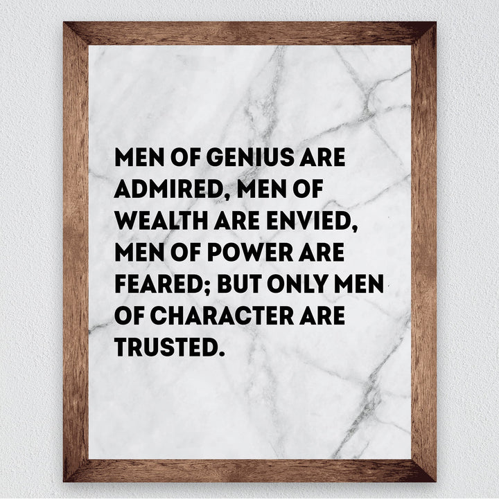 Men of Character Are Trusted Motivational Wall Art -8 x 10" Typographic Man Cave Print -Ready to Frame. Inspirational Home-Office-Men&