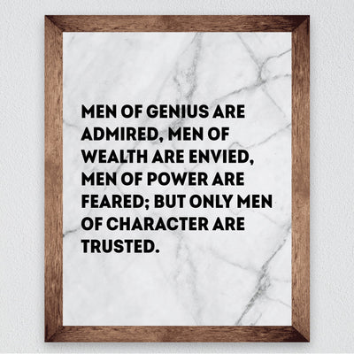 Men of Character Are Trusted Motivational Wall Art -8 x 10" Typographic Man Cave Print -Ready to Frame. Inspirational Home-Office-Men's Club-School Decor. Great Gift & Advice for All Gentlemen!