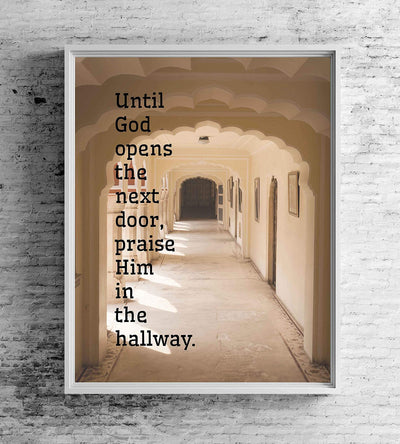 ?Until God Opens the Next Door" Inspirational Quote Wall Art- 8 x 10" Traditional Typographic Design. Spiritual Wall Print-Ready to Frame. Home-Office-Church D?cor. Great Motivational Christian Gift!