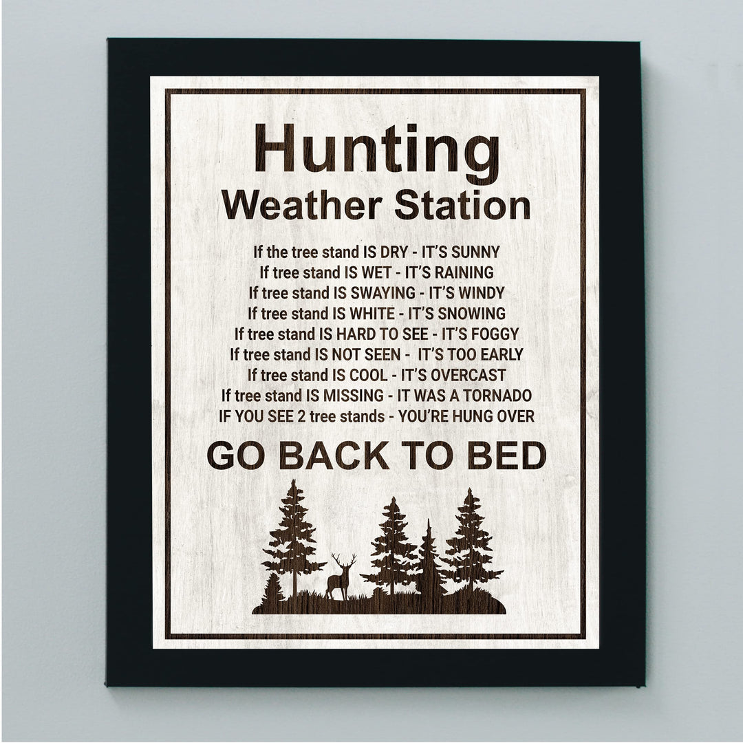 Hunting Weather Station-Funny Hunt Season Wall Sign -8 x 10" Country Rustic Art Print -Ready to Frame. Perfect Wall Decoration for Home-Lodge-Man Cave-Cabin-Outdoors Decor. Fun Gift for Hunters!