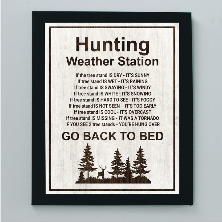 Hunting Weather Station-Funny Hunt Season Wall Sign -8 x 10" Country Rustic Art Print -Ready to Frame. Perfect Wall Decoration for Home-Lodge-Man Cave-Cabin-Outdoors Decor. Fun Gift for Hunters!