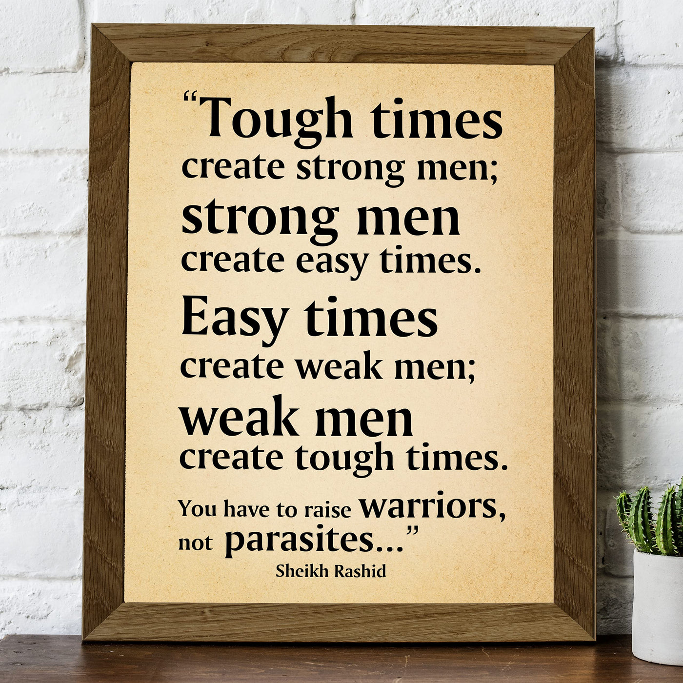 Tough Times Create Strong Men Motivational Quotes Wall Art-8 x 10" Typographic Distressed Parchment Print-Ready to Frame. Home-Office-School-Gym Decor. Great for Motivation! Printed on Photo Paper.