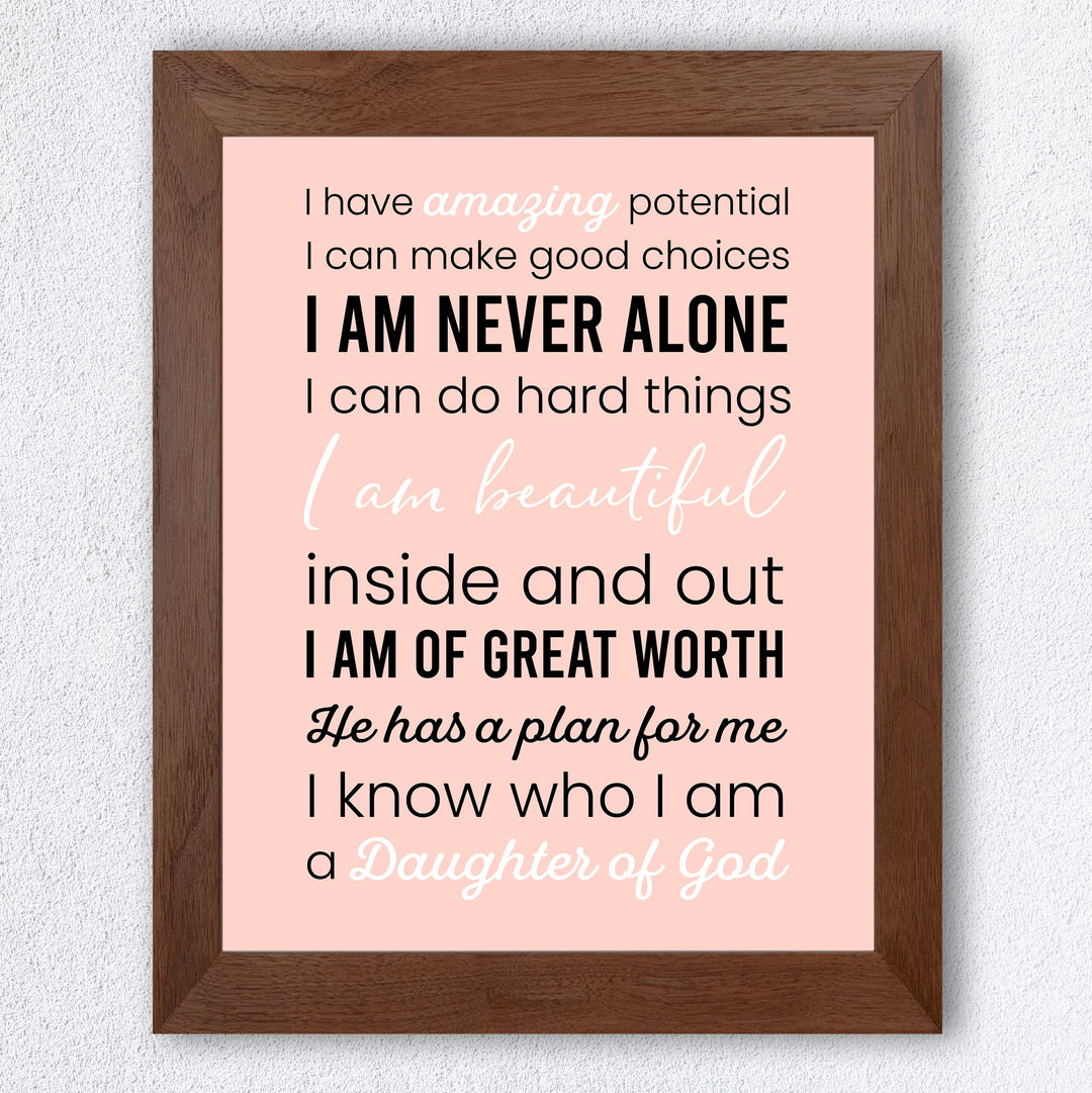 Amazing, Beautiful Daughter of God Inspirational Christian Wall Art -8 x10" Religious Poster Print -Ready to Frame. Motivational Home-Girls Bedroom Decor. Great Gift! Perfect for Teens &amp; Women!
