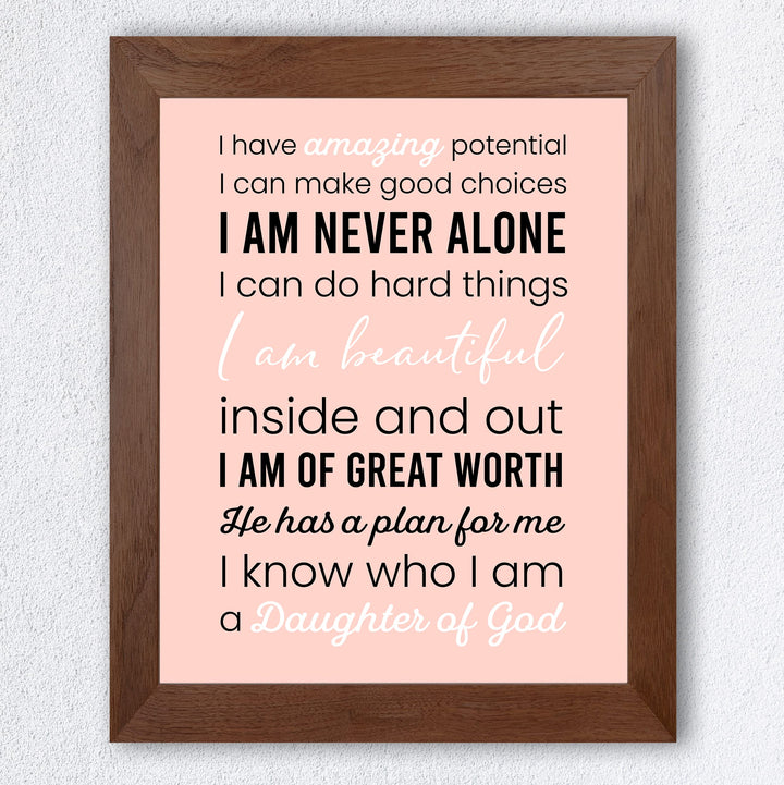 Amazing, Beautiful Daughter of God Inspirational Christian Wall Art -8 x10" Religious Poster Print -Ready to Frame. Motivational Home-Girls Bedroom Decor. Great Gift! Perfect for Teens &amp; Women!