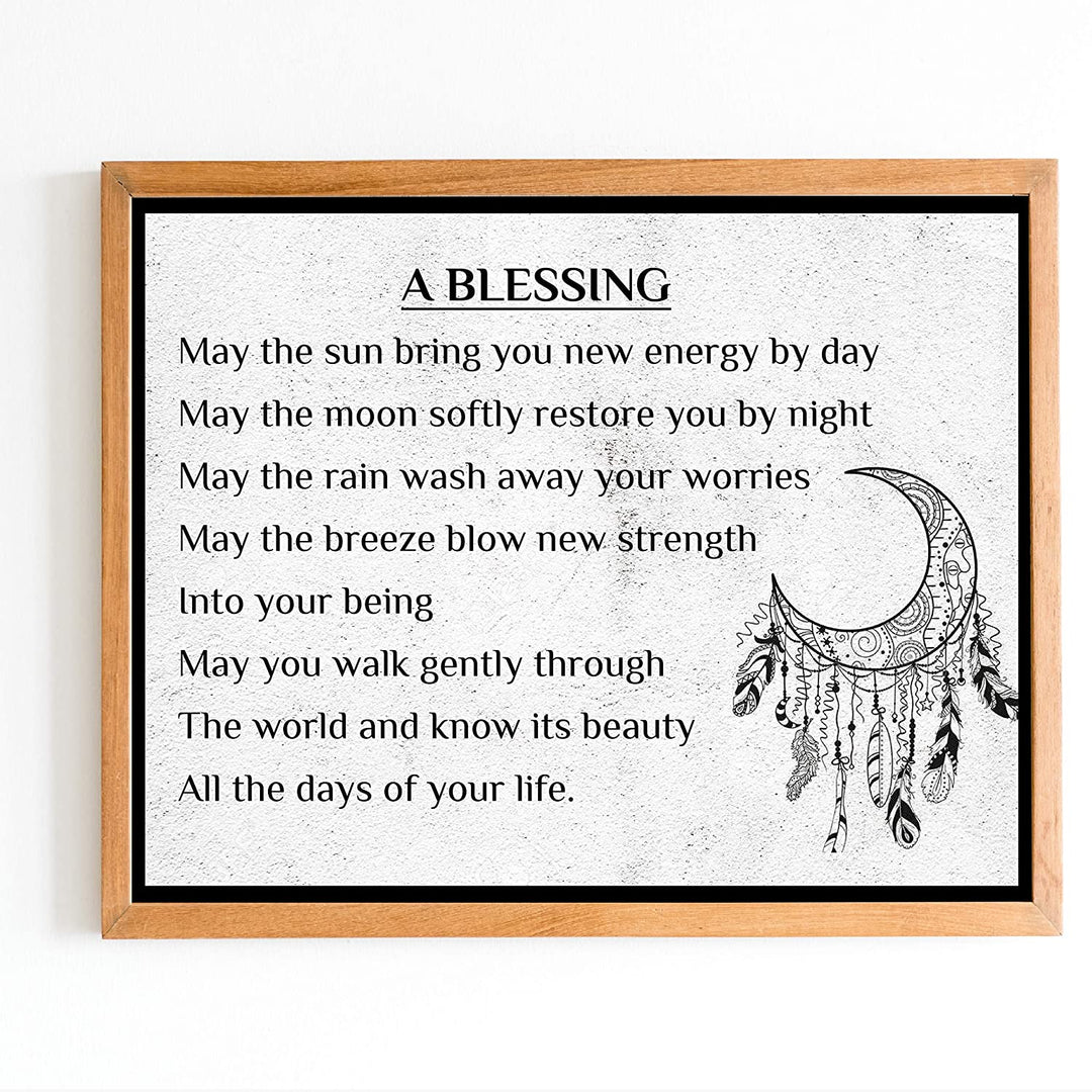 "A Blessing"-Apache Blessing Poem -Inspirational Native American Quotes Wall Art -14 x 11"