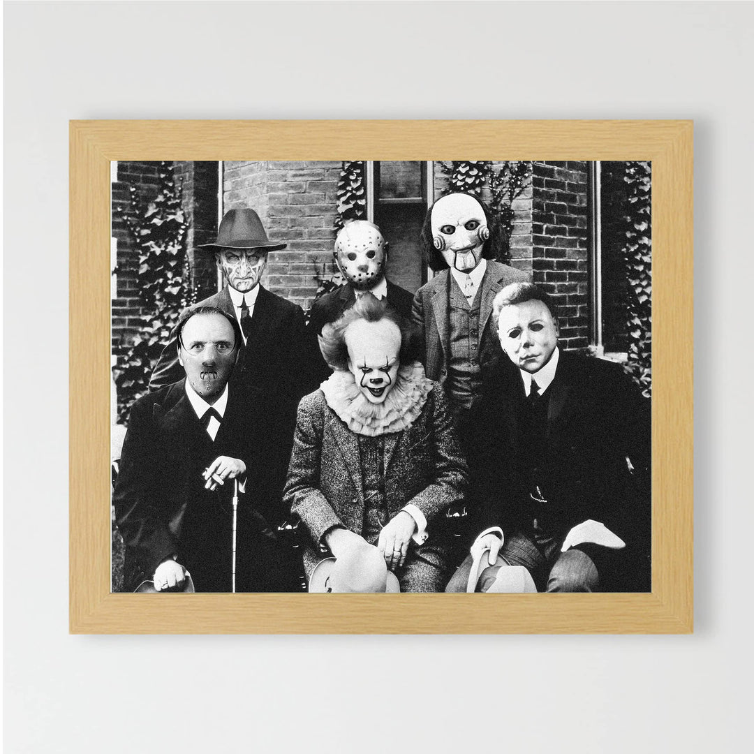 Halloween Groupie-Spooky Horror Movie Villians Wall Art Decor -10 x 8" Rustic Scary Movies Picture Print -Ready to Frame. Perfect for Home-Office-Studio-Dorm Decorations! Great Gift for Fans!