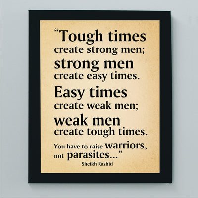 Tough Times Create Strong Men Motivational Quotes Wall Art-8 x 10" Typographic Distressed Parchment Print-Ready to Frame. Home-Office-School-Gym Decor. Great for Motivation! Printed on Photo Paper.