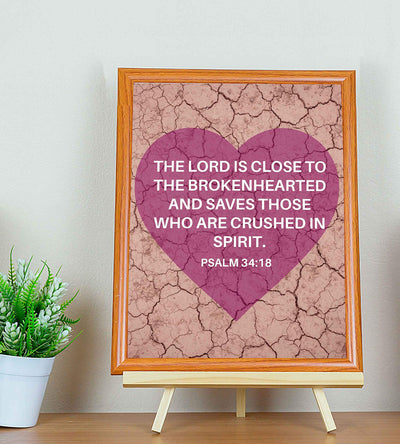 The Lord Saves Those Crushed in Spirit Psalm 34:18 Bible Verse Wall Art-8x10" -Modern Typographic Design. Scripture Print-Ready to Frame. Home-Office-Church D?cor. Wonderful Gift to Inspire Faith!