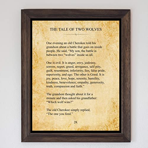 "The Tale of Two Wolves" Cherokee Indian Tale-Vintage Book Page Print -8 x 10"