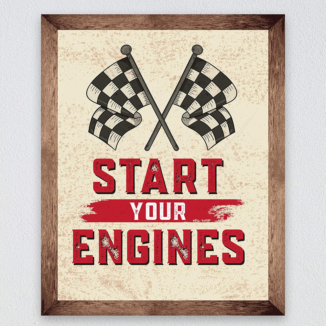 "Start Your Engines" Racing Poster Print- 8 x 10"