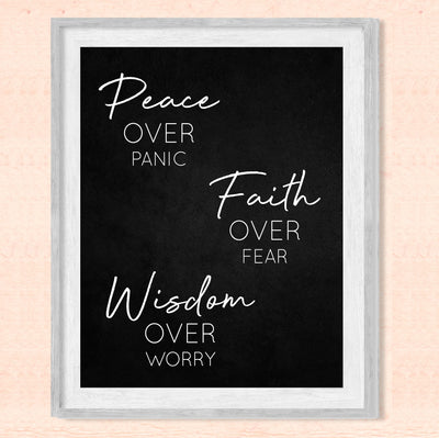 Peace Over Panic-Faith Over Fear-Christian Wall Art -8 x 10" Modern Spiritual Wall Print -Ready to Frame. Perfect Home-Office-Church-Religious Decor. Inspirational Reminder to Pray & Have Faith!