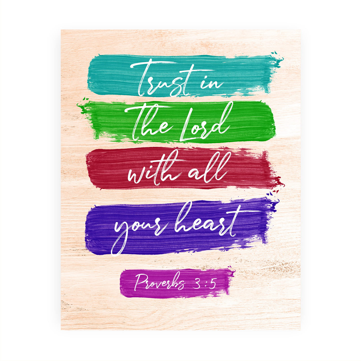 Trust In the Lord With All Your Heart- Bible Verse Wall Art -8 x 10" Scripture Painting Design Print -Ready to Frame. Inspirational Home-Office-Church Decor. Great Religious Gift! Proverbs 3:5