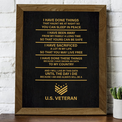 I Will Live By This Oath - US Veteran American Flag Military Wall Art -8 x 10" Patriotic USA Veterans Print -Ready to Frame. Home-Office-Garage-Bar-Shop-Man Cave Decor. Display Your Patriotism!