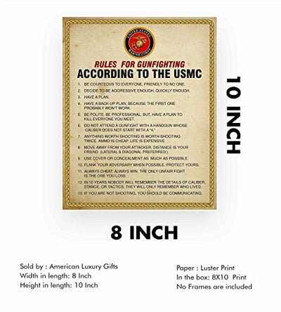 "Rules for Gunfighting According to the USMC"-U.S. Marine Corps Wall Art- 8 x 10"