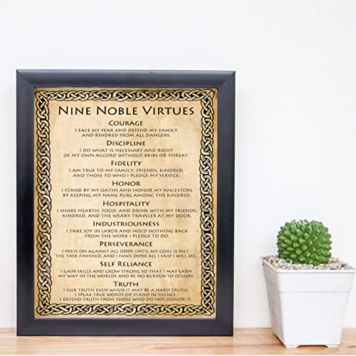 "9 Noble Virtues &amp; Affirmations-Courage-Discipline-Honor"-Wall Art-8 x 10"