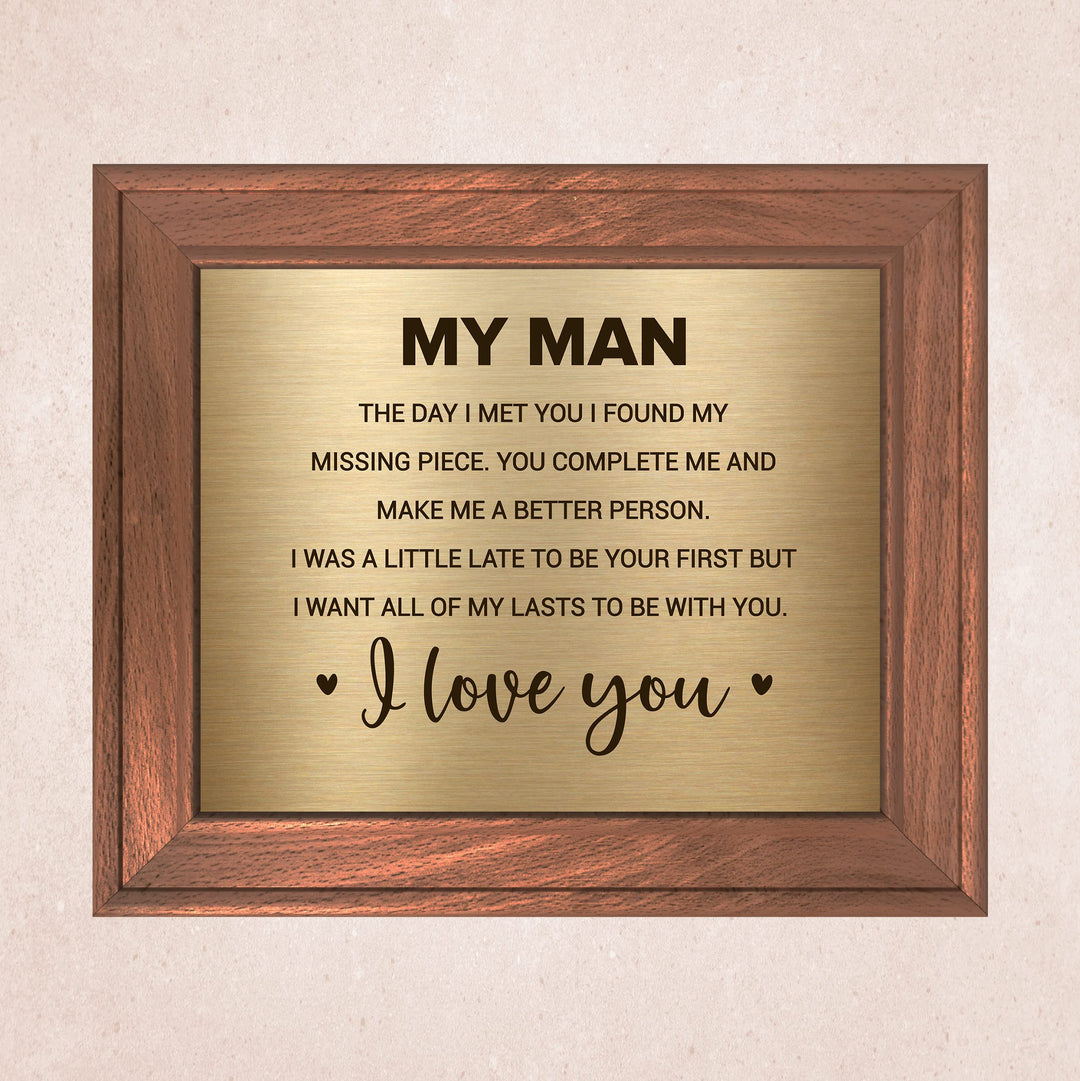My Man -I Love You-Poetic Wall Art Decor -10 x 8" Love &amp; Marriage Poem Print -Ready to Frame. Romantic Gift for Husband-Partner &amp; All Men! Great Gift for Wedding-Anniversary-Father&
