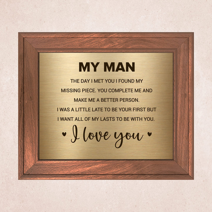 My Man -I Love You-Poetic Wall Art Decor -10 x 8" Love &amp; Marriage Poem Print -Ready to Frame. Romantic Gift for Husband-Partner &amp; All Men! Great Gift for Wedding-Anniversary-Father&
