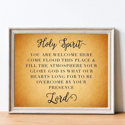 Holy Spirit-You Are Welcome Here Song Lyrics Wall Art-14 x 11" Christian Worship Music Print-Ready to Frame. Inspirational Home-Office-Studio-Dorm Decor. Perfect Farmhouse-Welcome Sign! Great Gift!