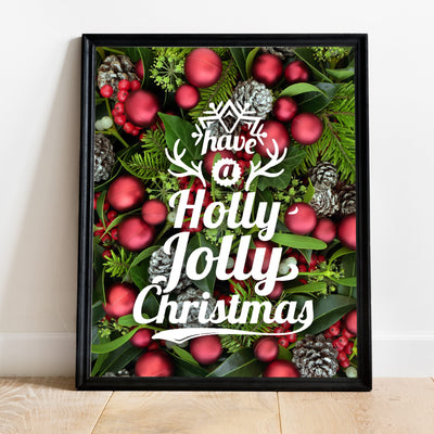 Have A Holly Jolly Christmas Holiday Song Art Decor -11 x 14" Rustic Christmas Wall Art Print -Ready to Frame. Typographic Home-Welcome-Kitchen-Farmhouse Decor. Festive, Merry Decoration for All!