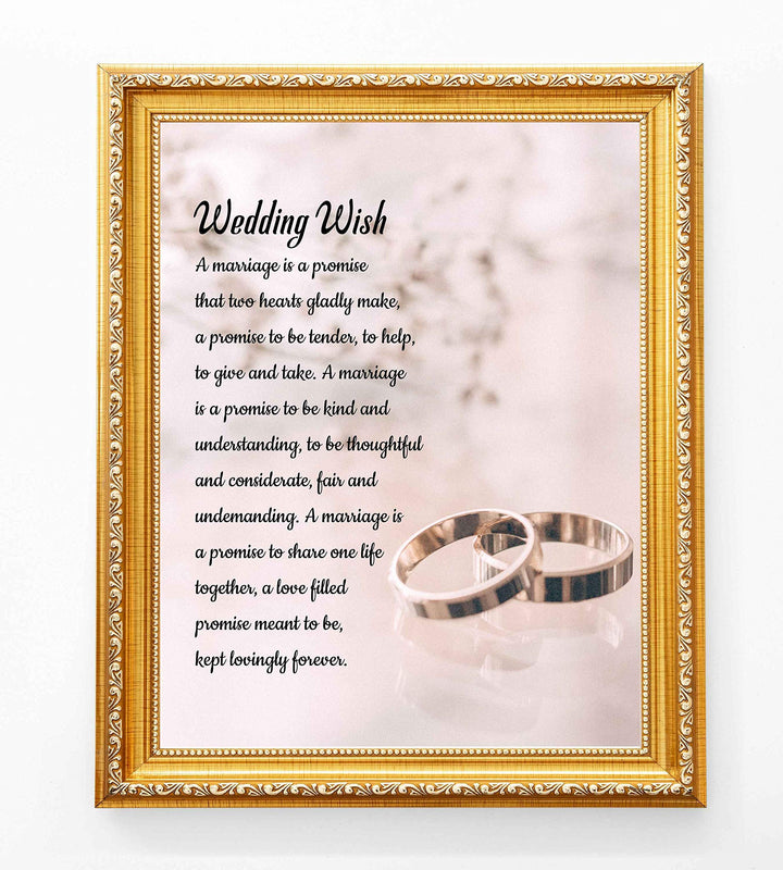 Wedding Wish-Love &amp; Marriage Poem-8 x 10" Inspirational Wall Art Print w/Ring Images-Ready to Frame. Sentimental Poetry for Home-Office-Boutique Decor. Great Engagement-Bridal Shower-Wedding Gift!