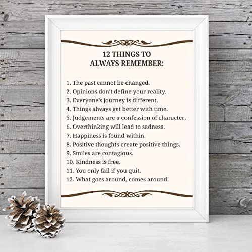 "12 Things To Always Remember"- Inspirational Wall Art- 8 x 10"